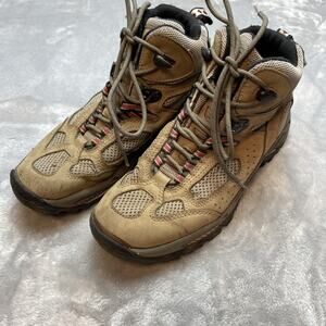 Vintage Vasque Breeze Hiking Boots Womens 8.5M Tan Suede Mesh Lace Up Trail 7453